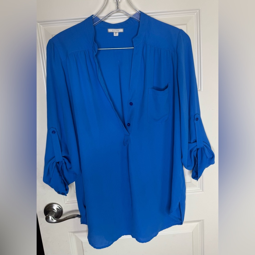 Pleione Vibrant Blue Blouse with Button Details